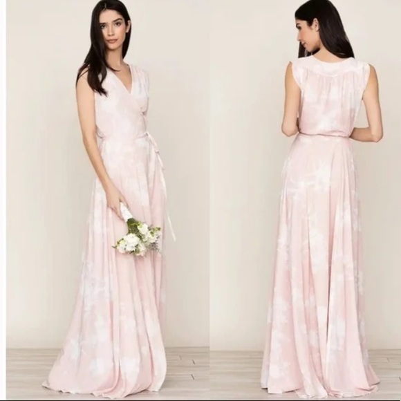 Yumi Kim Bridesmaid Sashay Away Pink Floral Wrap Maxi Dress - Picture 1 of 9
